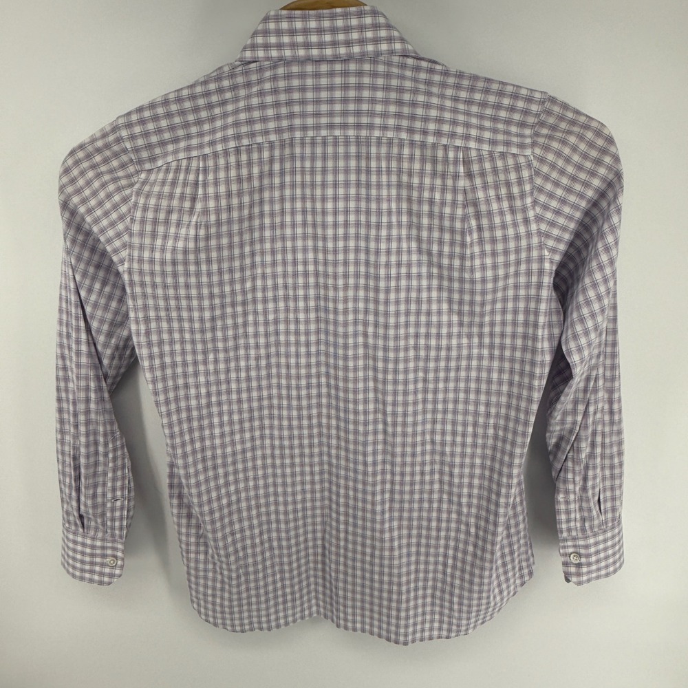 Bonobos Mens Slim‎ Fit Stretch Plaid Button Down Shirt Large 16 Purple White L - Picture 3 of 9